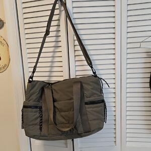 Olive Green Quilted Travel Tote Bag